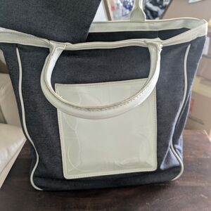 New With Tags Liz Clabotn Denim With White Patent Leather